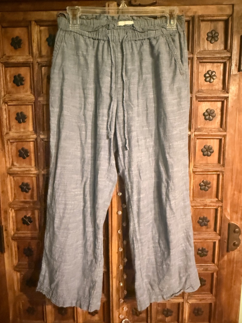 Pact Chambray Blue Elastic Waist Pull-On Pants